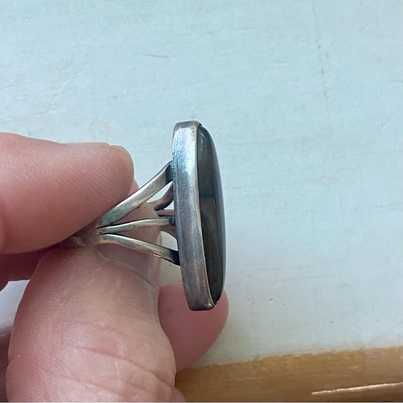 Vintage Navajo sterling agate ring - Picture 4 of 7
